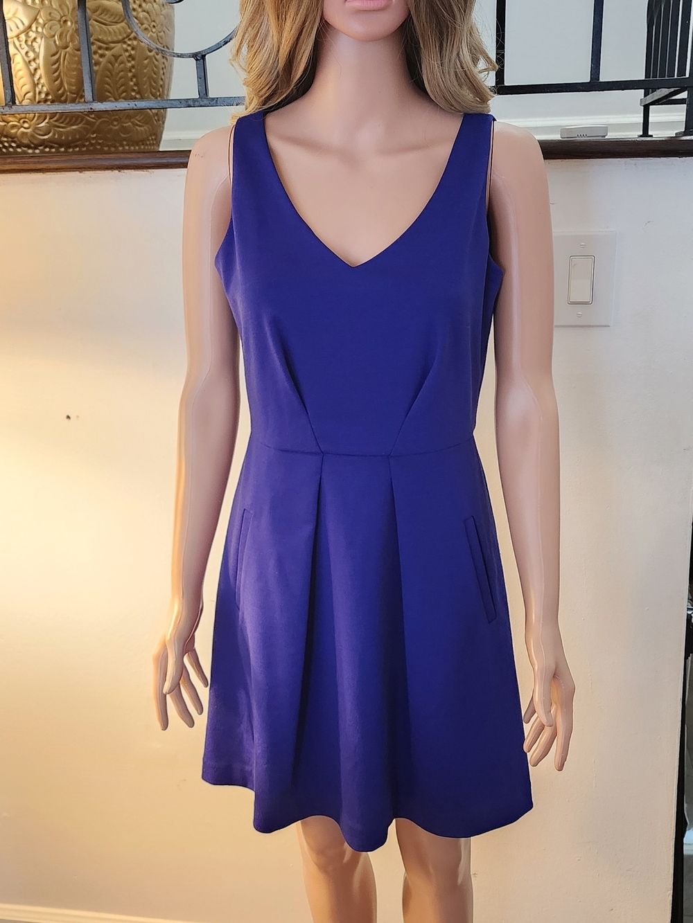 LOFT Sleeveless V-Neck Mini Dress in Cobalt Blue